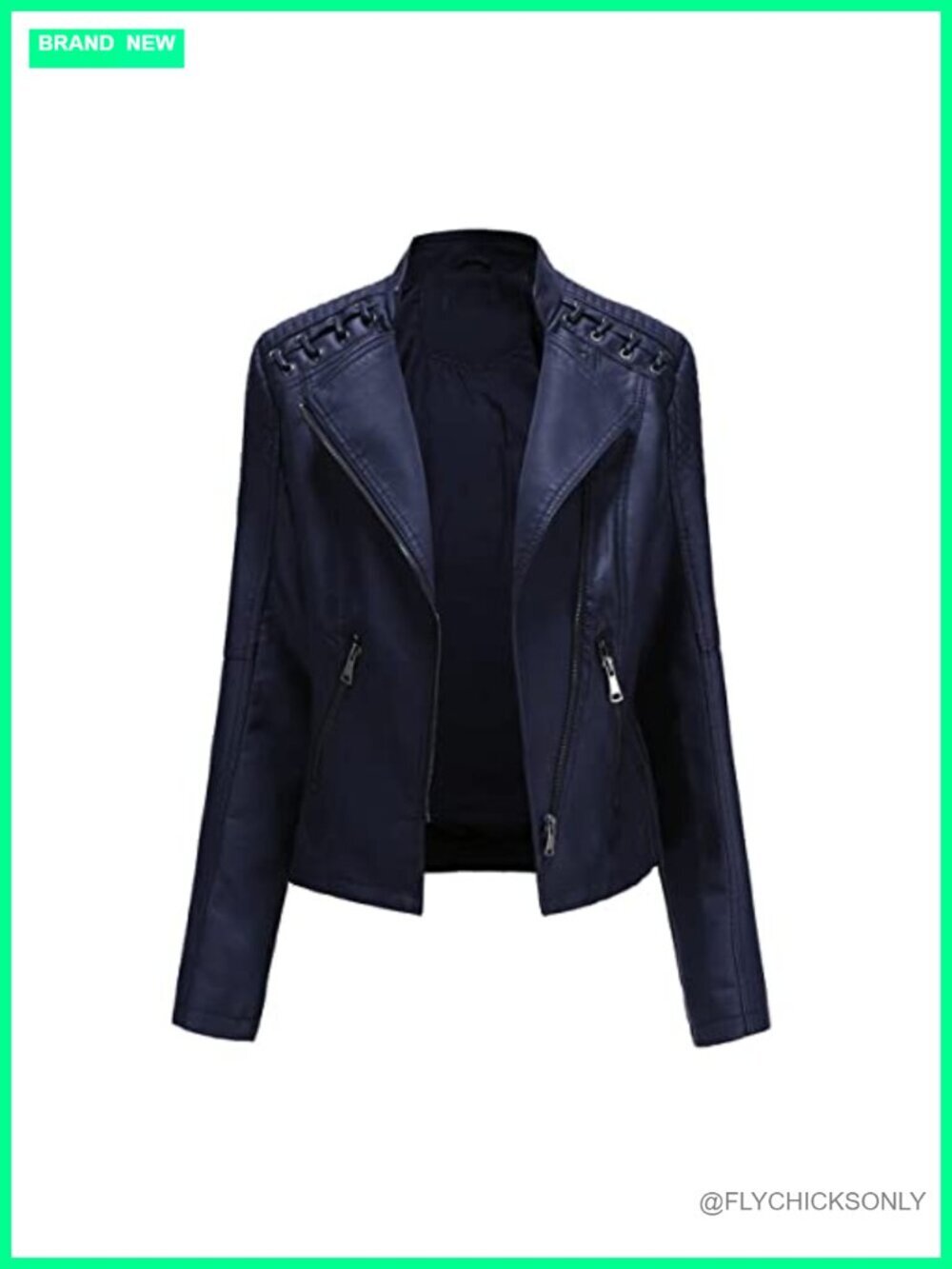 Faux Leather Moto Jacket Casual Short Solid PU Biker Coat with Pockets